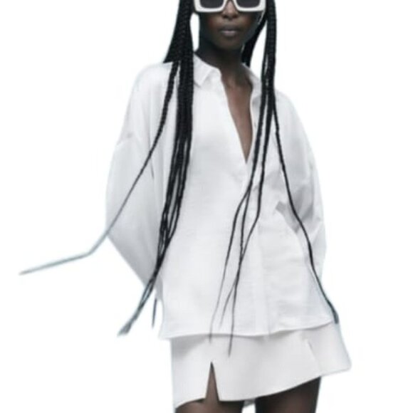 NEW ZARA FLOWY SHIRT WHITE | 4387/247 - Picture 3 of 12